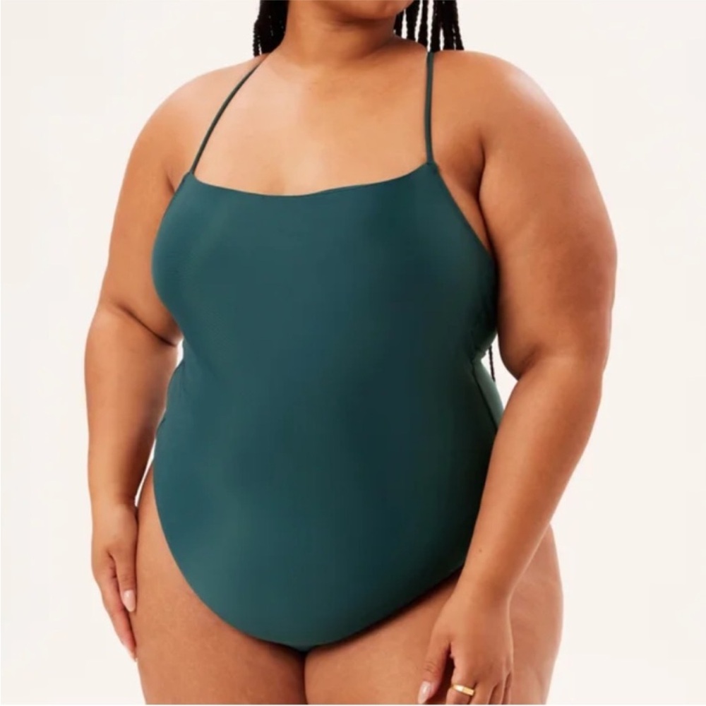 Girlfriend Collective swimsuit one piece dark blue teal small